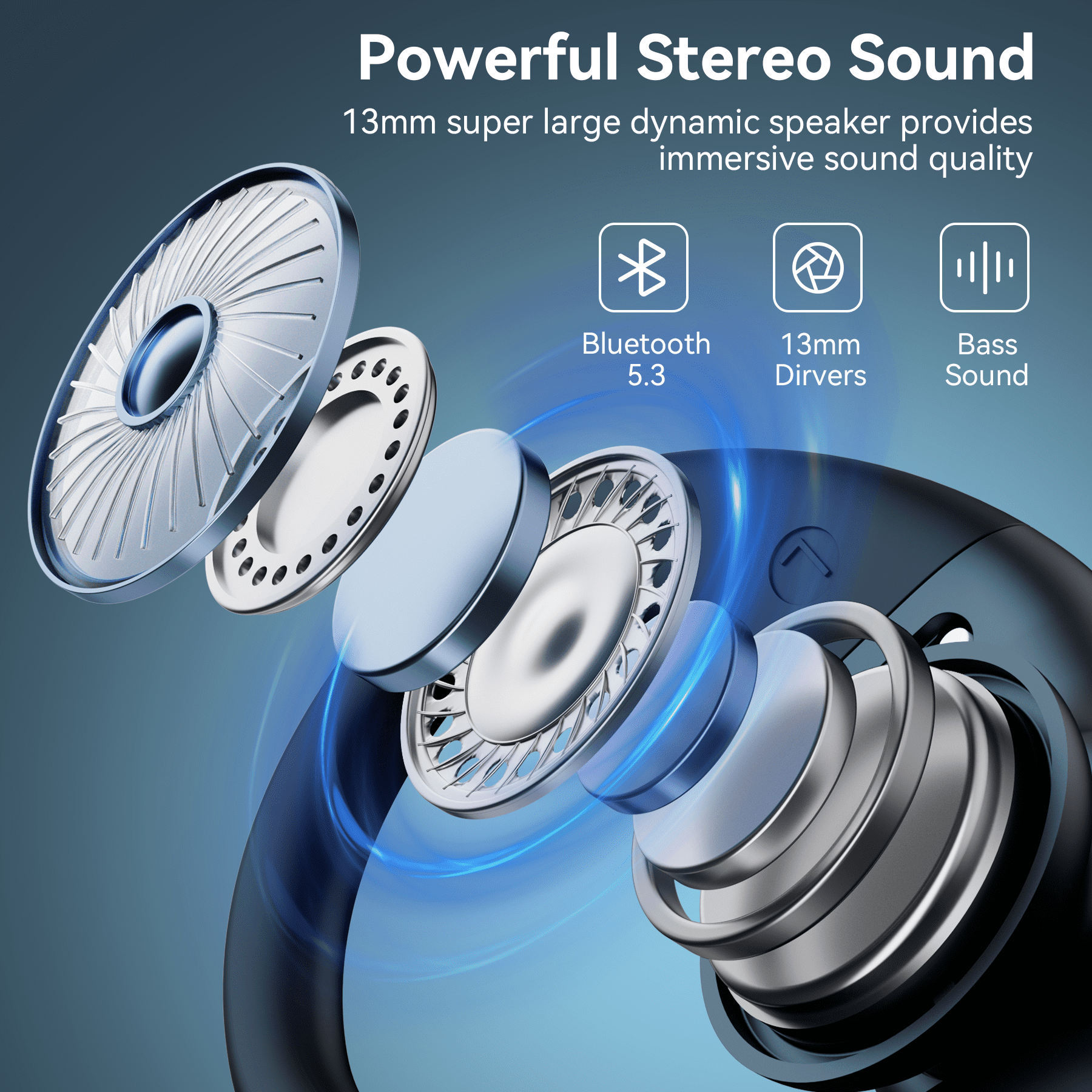 VEAT00L V6 Bluetooth Headphones Wireless Earbuds 88Hrs Playback Sport Ear Buds with Earhook Digital Display Charging Case IPX7 Waterproof Earbud Deep Bass Running Earphones for iOS Android Cellphone
