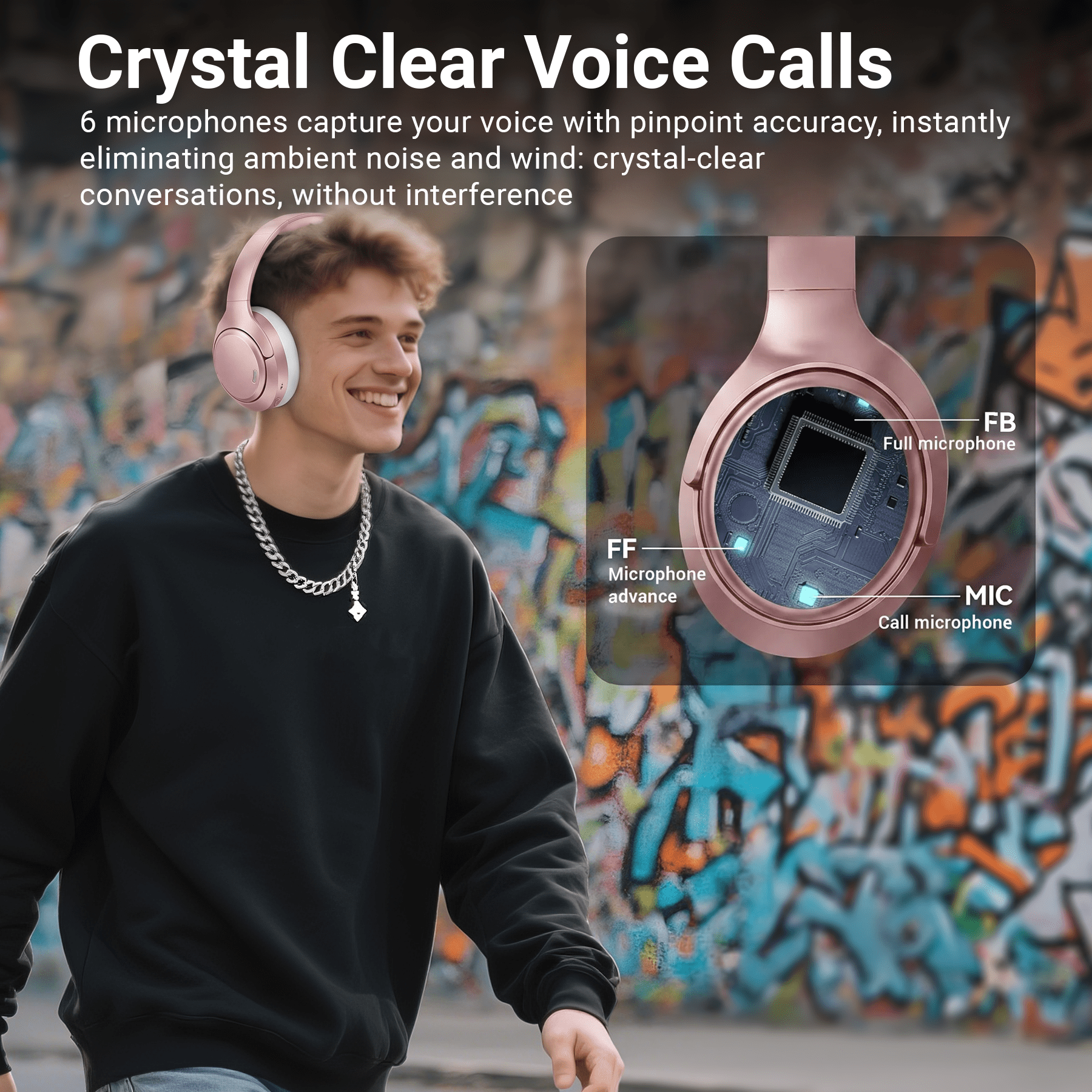 Hybrid Active Noise Cancelling Headphones,-50dB Wireless Bluetooth Headphones with Hi-Res Audio,120H Playtime Over Ear Bluetooth Headphones with 6 ENC Clear Mic,ANC Headphone for Travel Home Office